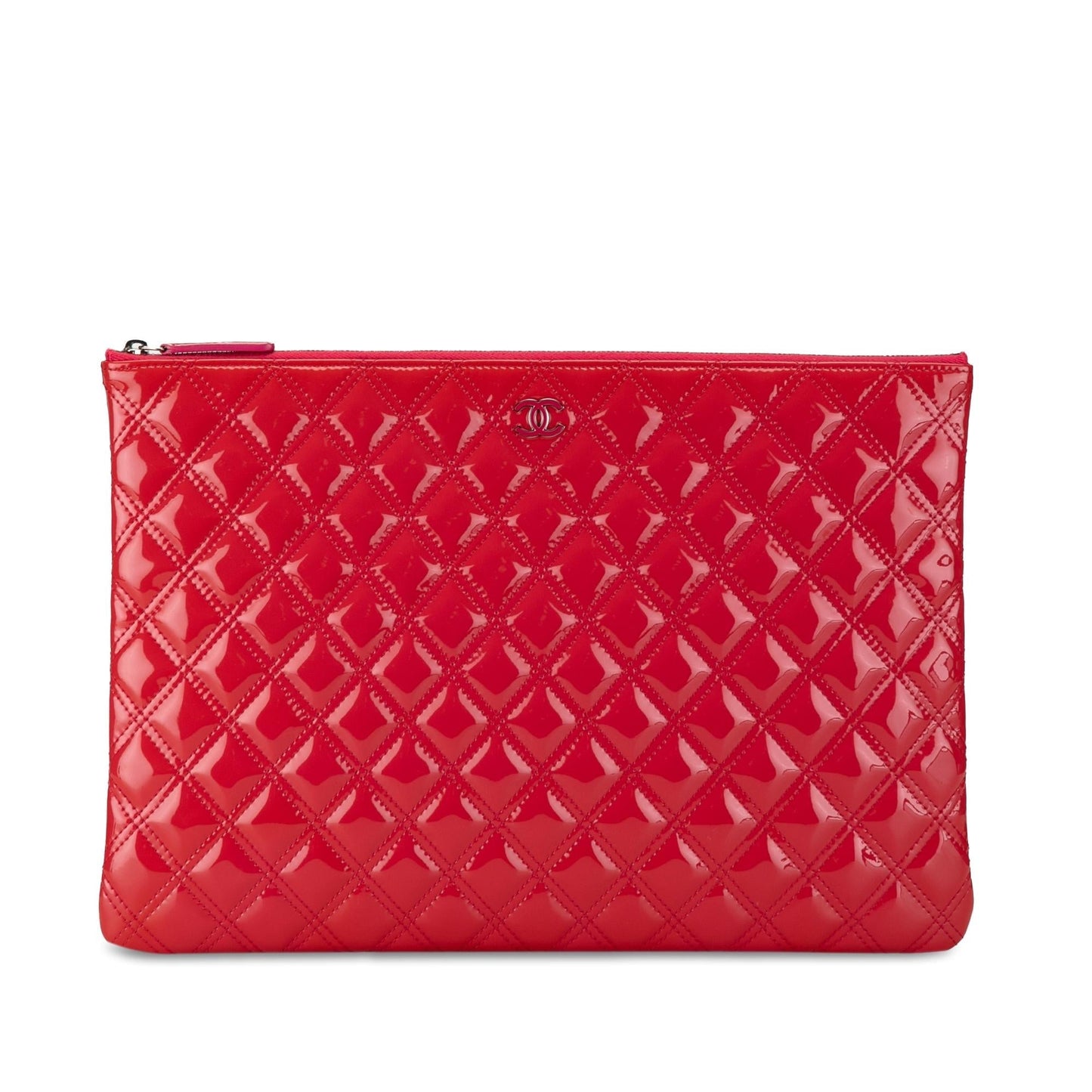 Luxury Chanel Large Quilted Patent Leather O Case Clutch (SHG-5Pt1t3)