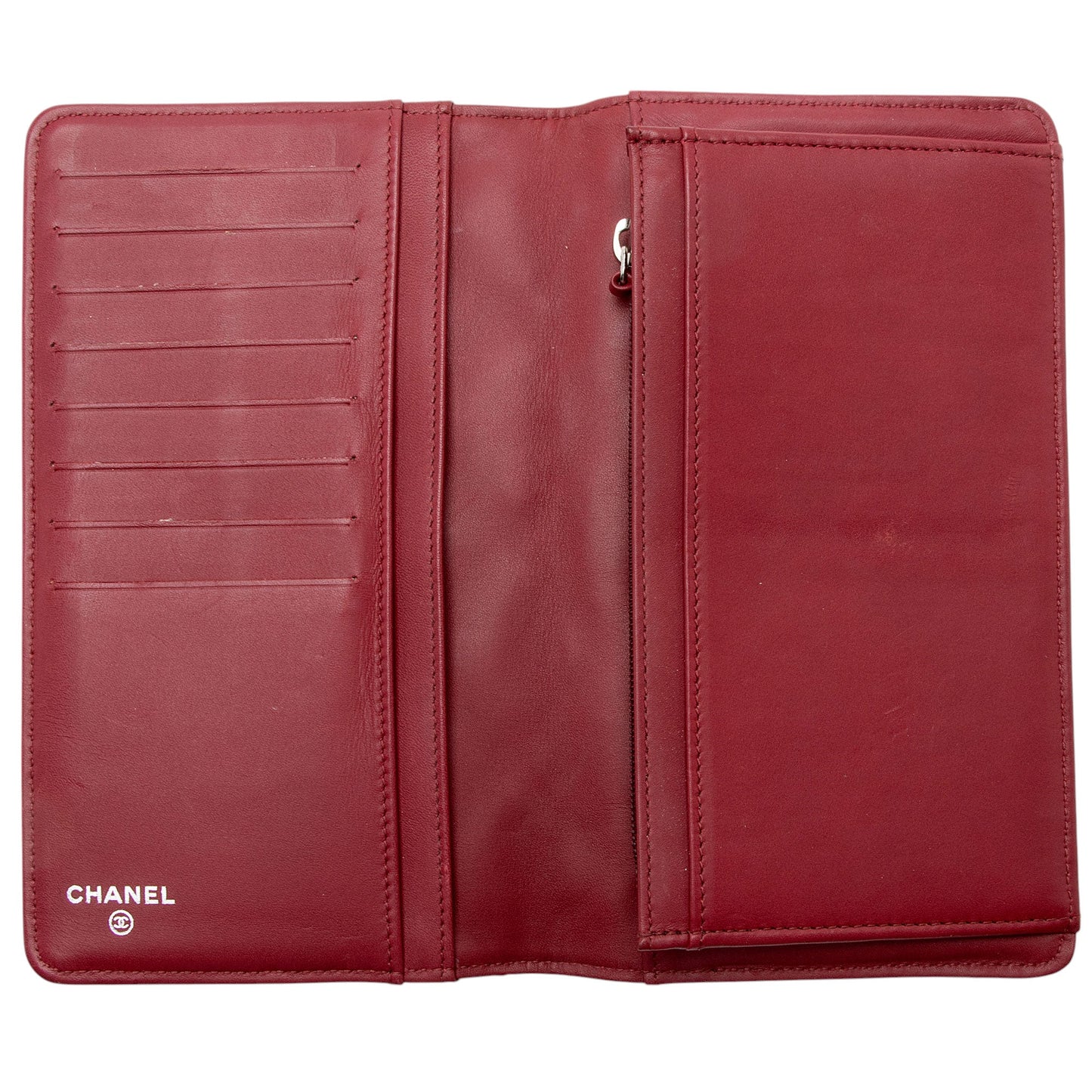 Chanel Leather Double Stitch CC Hamptons Yen Wallet