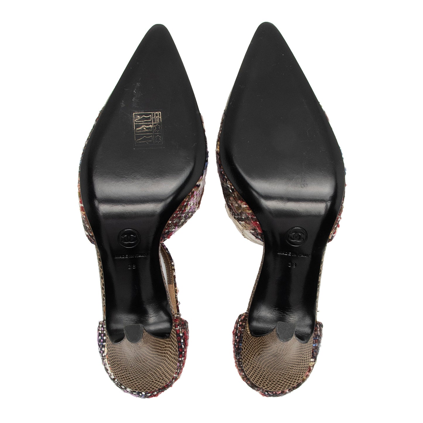 Chanel Lizard Tweed D'Orsay Pumps - Size 8 / 38 (SHF-sa4scJ)