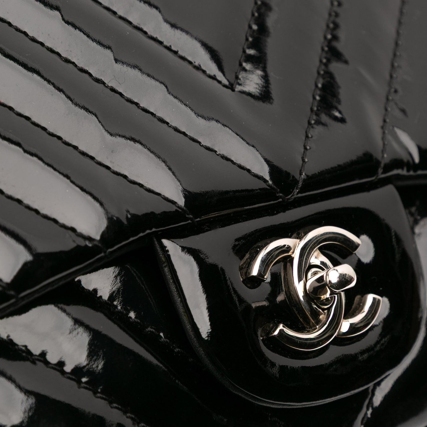 Chanel Maxi Classic Chevron Patent Single Flap