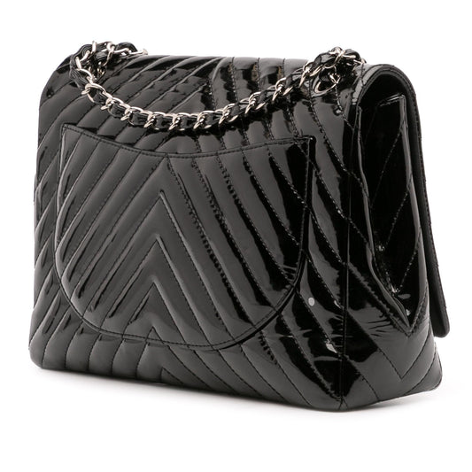 Chanel Maxi Classic Chevron Patent Single Flap