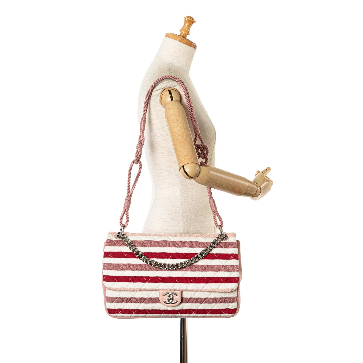 Chanel Maxi Stripe Jersey Felt and Rope Flap (SHG-Zvi1g1)