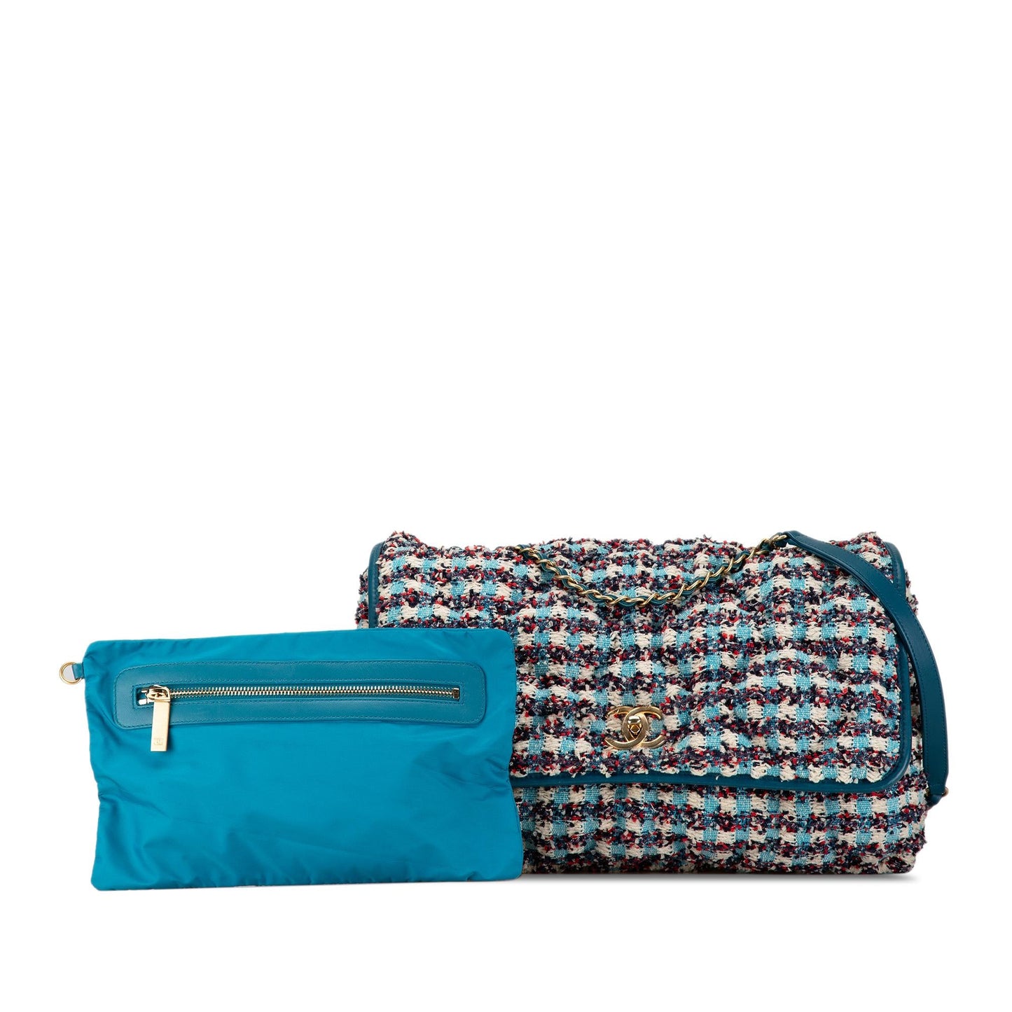 Chanel Maxi Tweed Chesterfield Single Flap (SHG-t8PRWy)