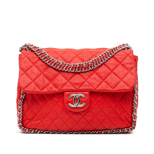 Chanel Maxi Washed Lambskin Chain Around Flap