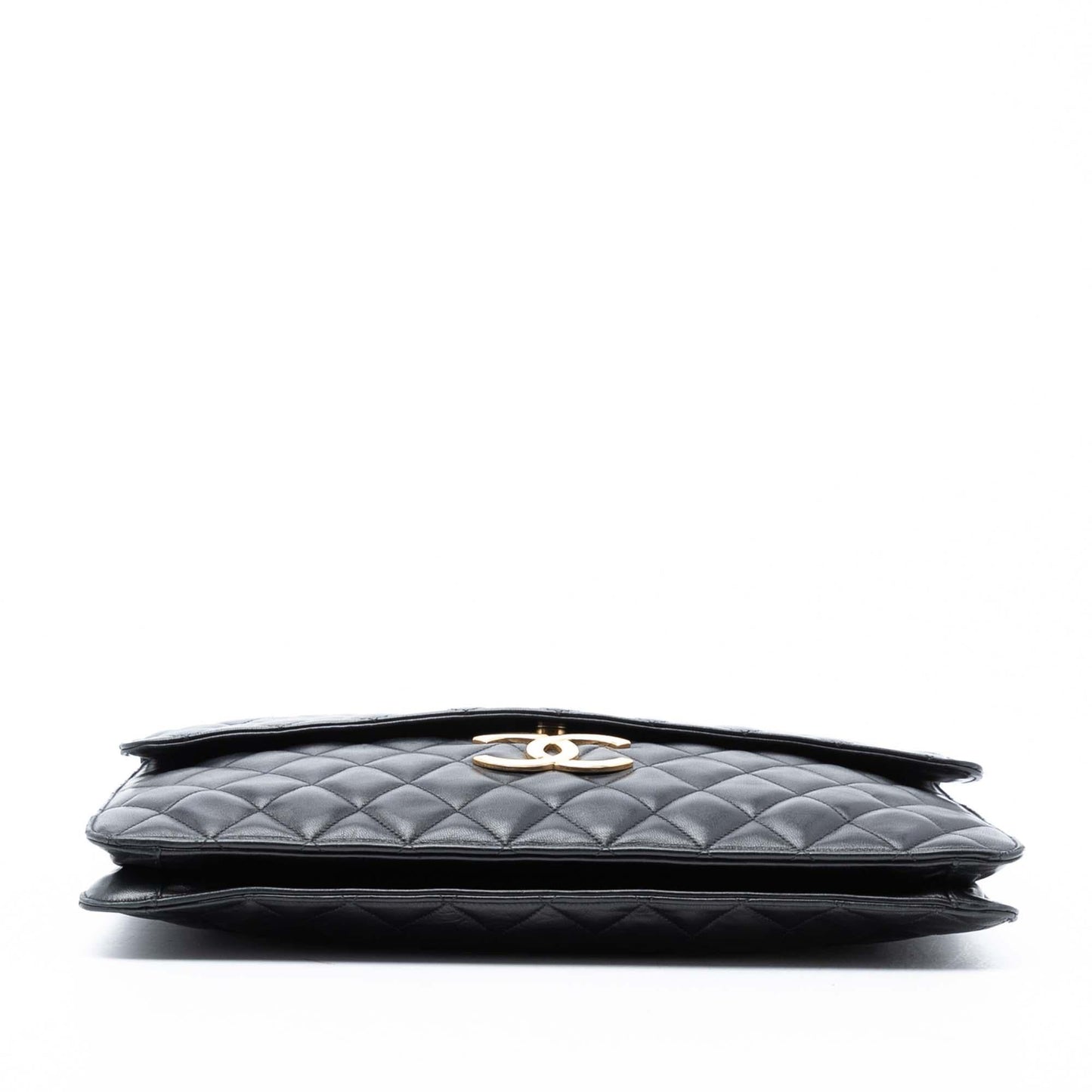 Chanel Maxi XL Quilted Lambskin Clutch with Chain