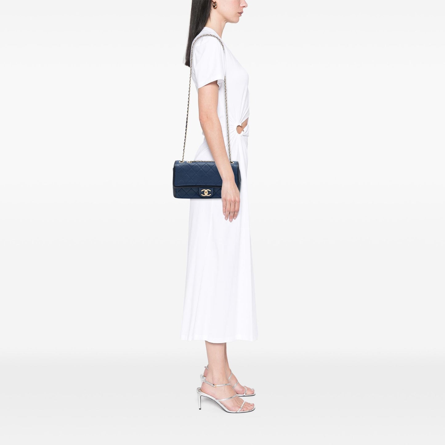 Chanel Medium Bicolor Calfskin Graphic Flap