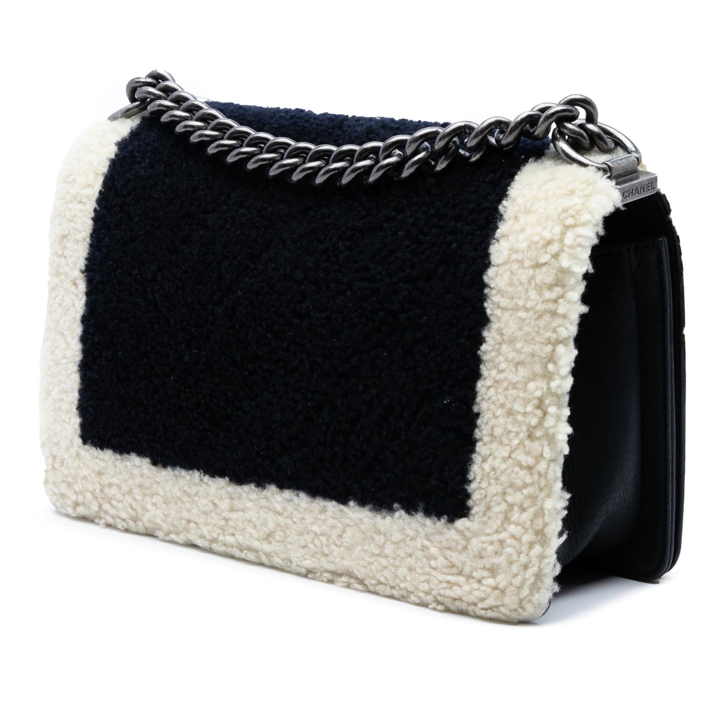 Chanel Medium Bicolor Shearling Boy Flap