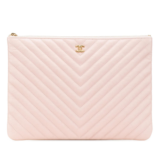 Chanel Medium CC Chevron Caviar O Case Clutch