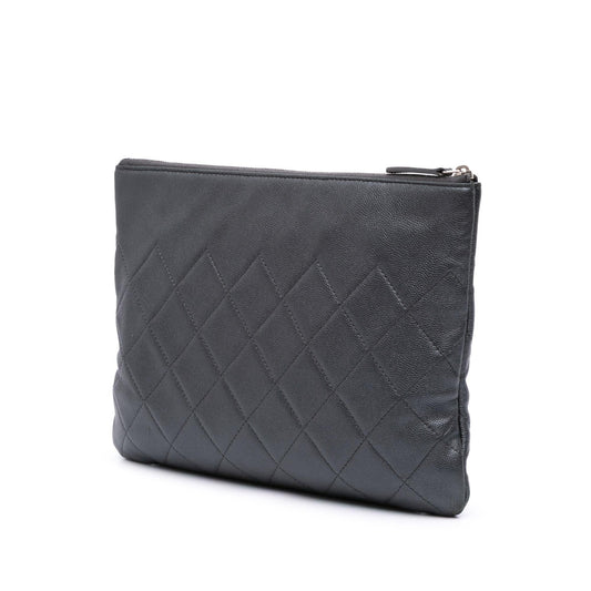 Chanel Medium CC Quilted Caviar O Case Clutch