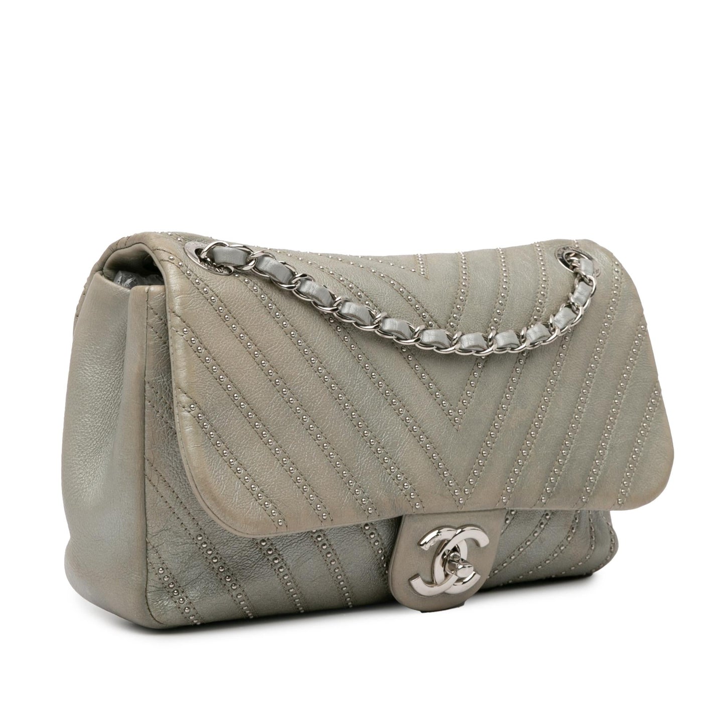 Chanel Medium Chevron Calfskin Stud Wars Flap