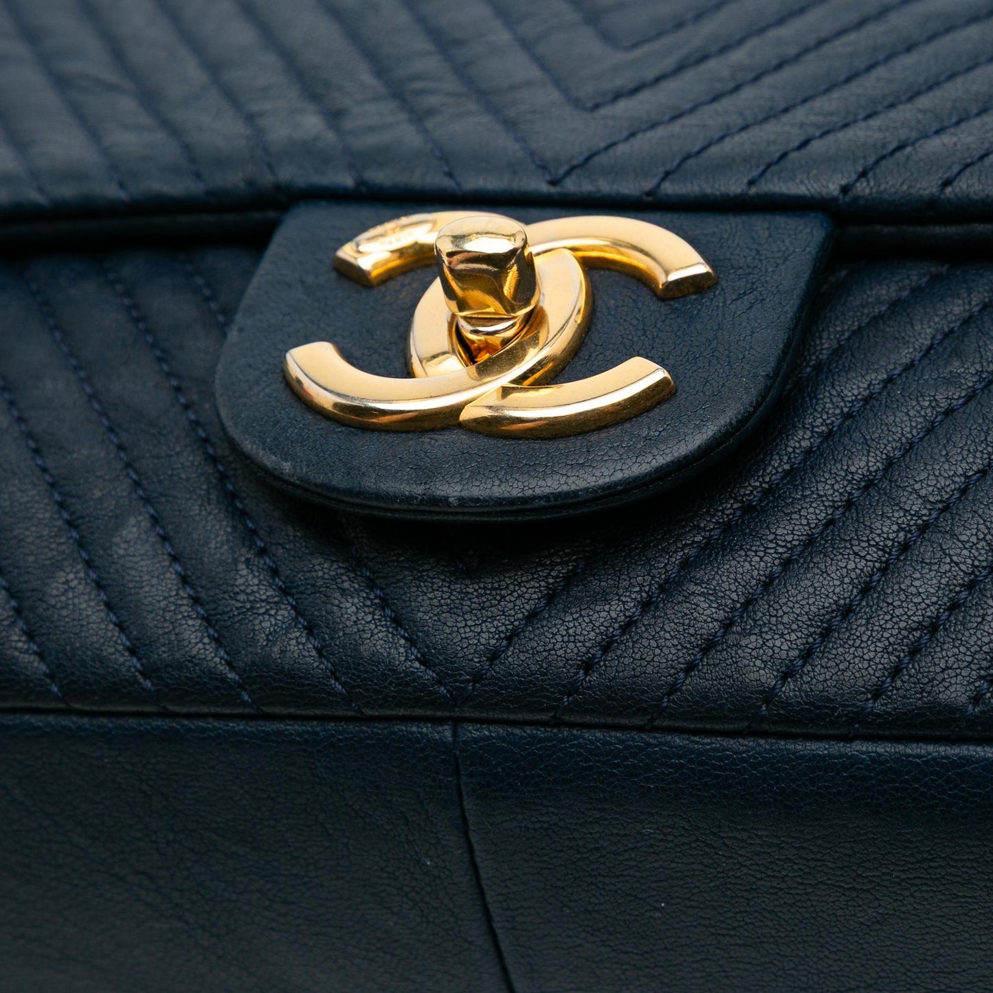 Chanel Medium Chevron Wrinkled Calfskin Medallion Charm Flap