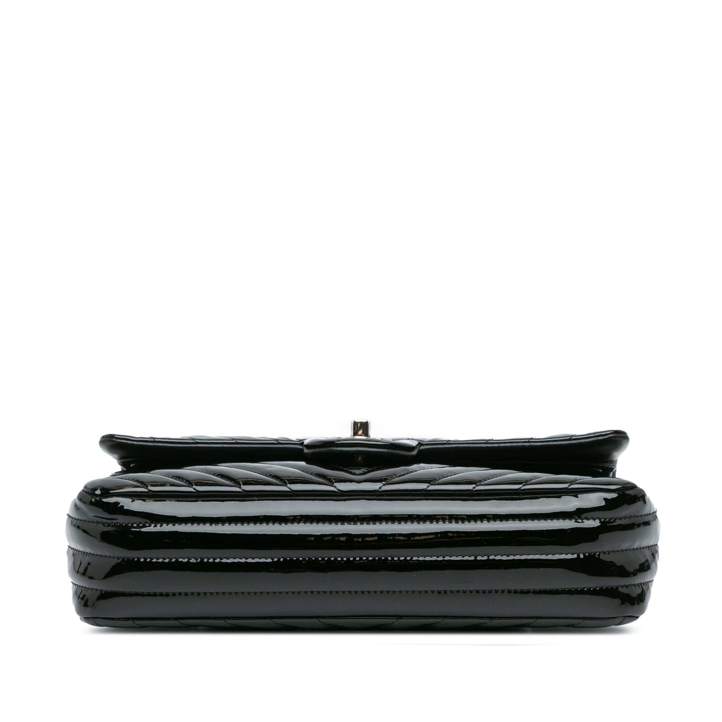 Chanel Medium Classic Chevron Patent Double Flap
