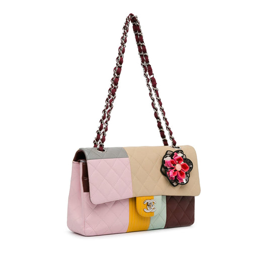 Chanel Medium Classic Color Block Lambskin Flower Double Flap (SHG-4vq8ym)