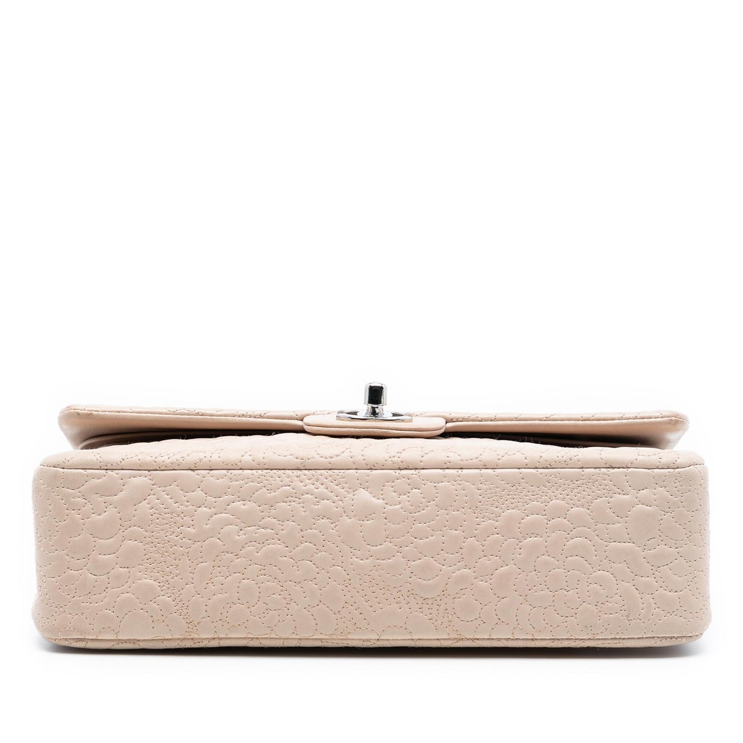 Chanel Medium Classic Lambskin Camellia Stitched Double Flap