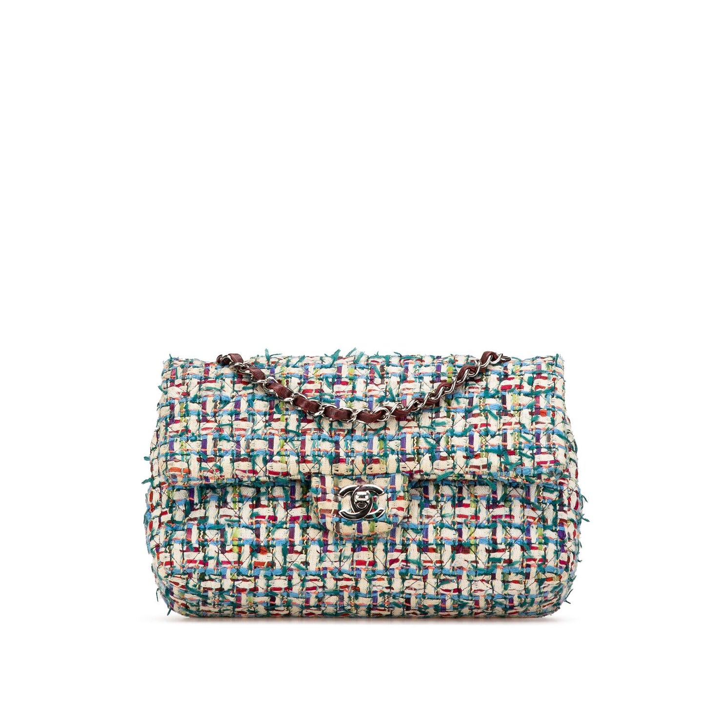 Chanel Medium Classic Multicolor Tweed Double Flap