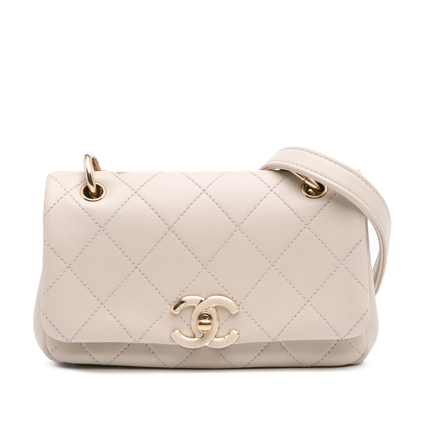 Chanel Medium Lambskin Twist Chain Enamel CC Flap