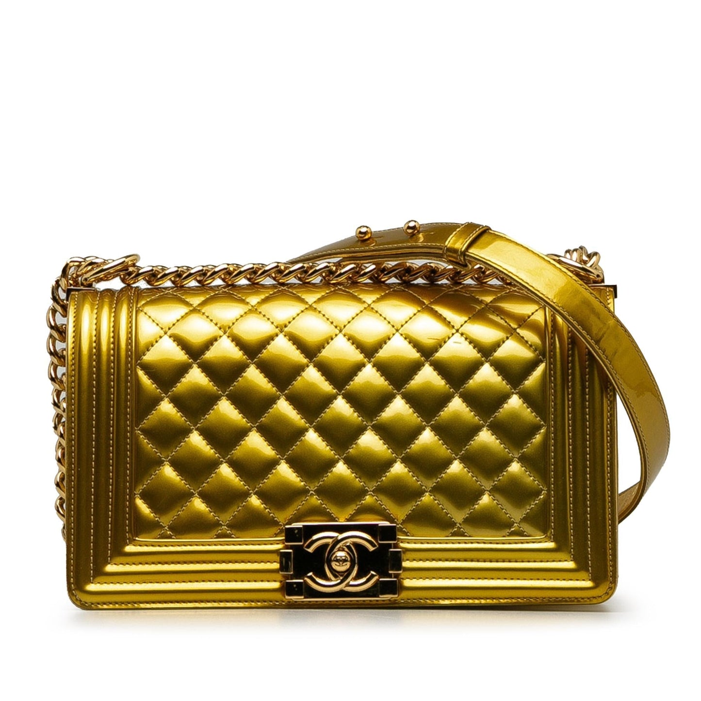 Luxury Chanel Medium Patent Boy Flap Bag (SHG-a2PhMm)