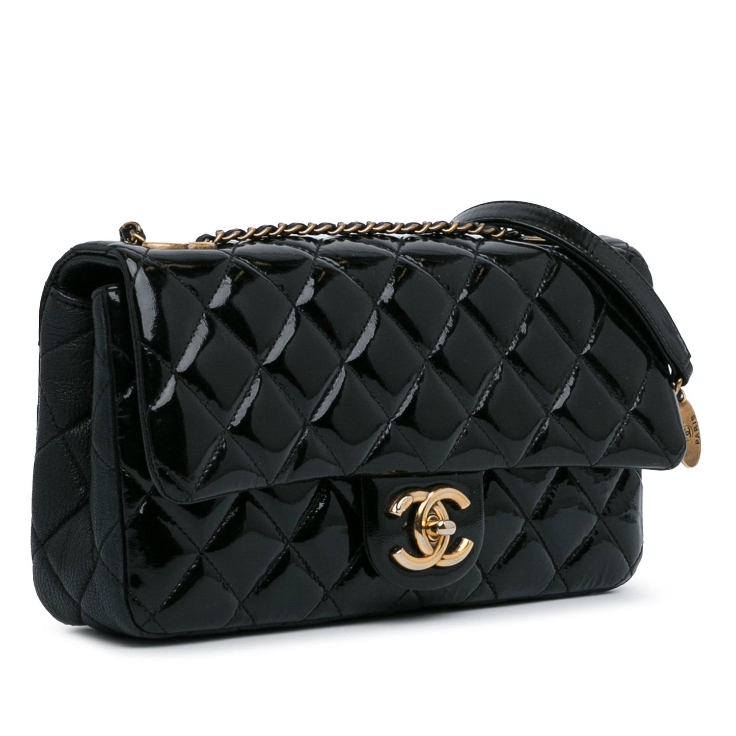 Luxury Chanel Medium Patent Goatskin CC Eyelet Flap (SHG-Et4xHu)