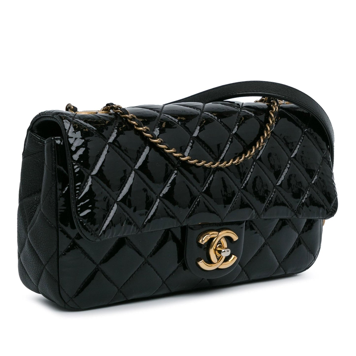 Luxury Chanel Medium Patent Goatskin CC Eyelet Flap (SHG-7lc5oU)