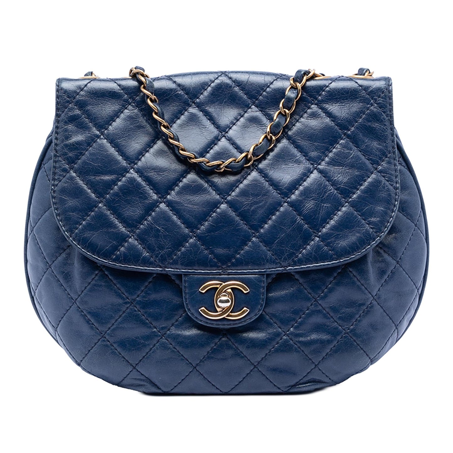 Chanel Medium Quilted Aged Calfskin Bubble CC Flap
