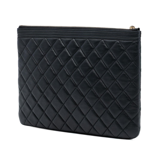 Chanel Medium Quilted Caviar Boy O Case Clutch