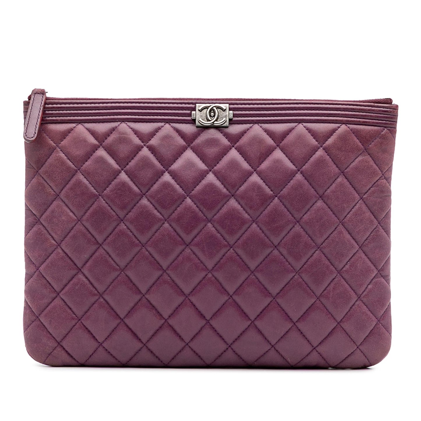 Chanel Medium Quilted Lambskin Boy O Case Clutch