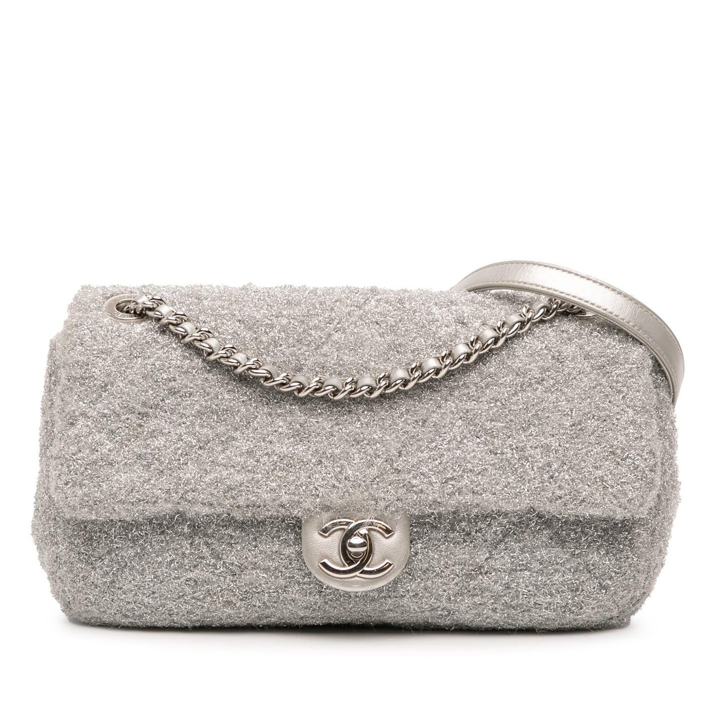Chanel Medium Quilted Lurex Ground Control Pluto Glitter Flap