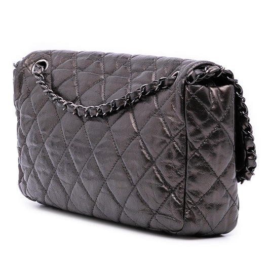 Chanel Medium Quilted Metallic Aged Calfskin Chain Me Flap