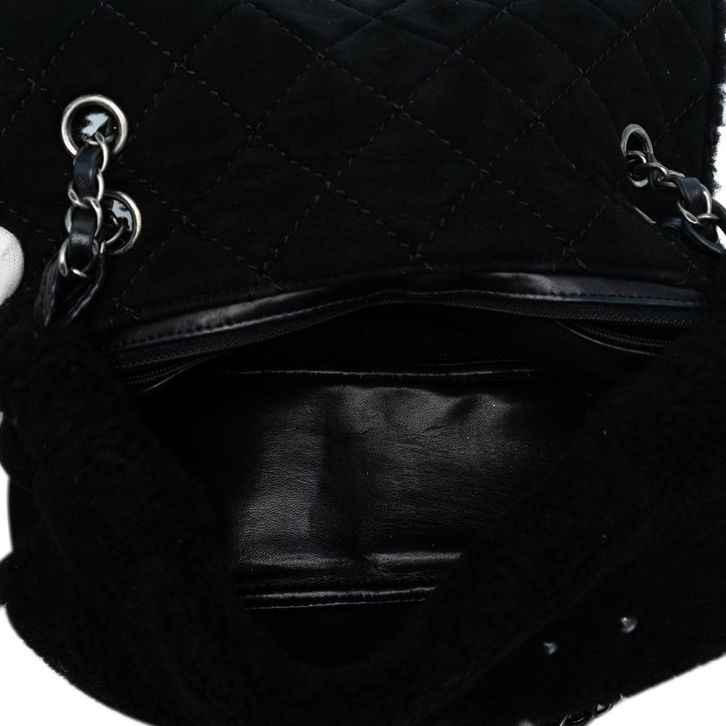 Chanel Medium Shearling Pearl Studded Flap