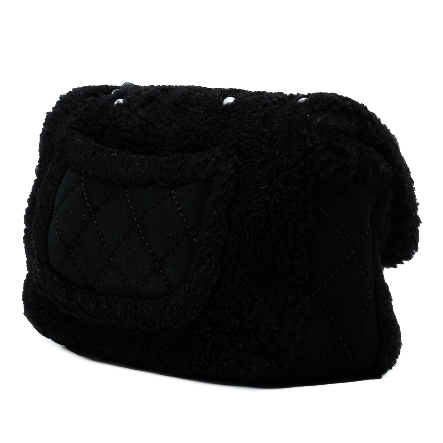 Chanel Medium Shearling Pearl Studded Flap