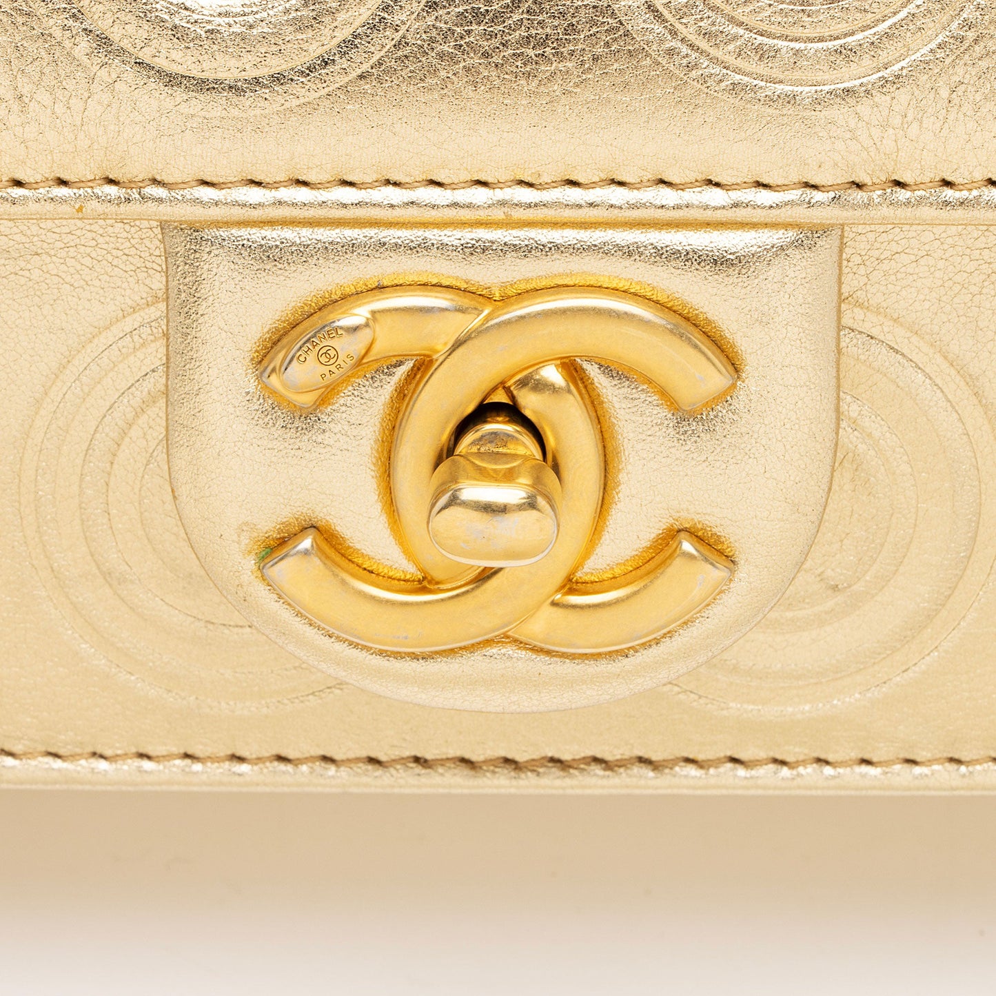 Chanel Metallic Calfskin Embossed Cocallover Flap Shoulder Bag