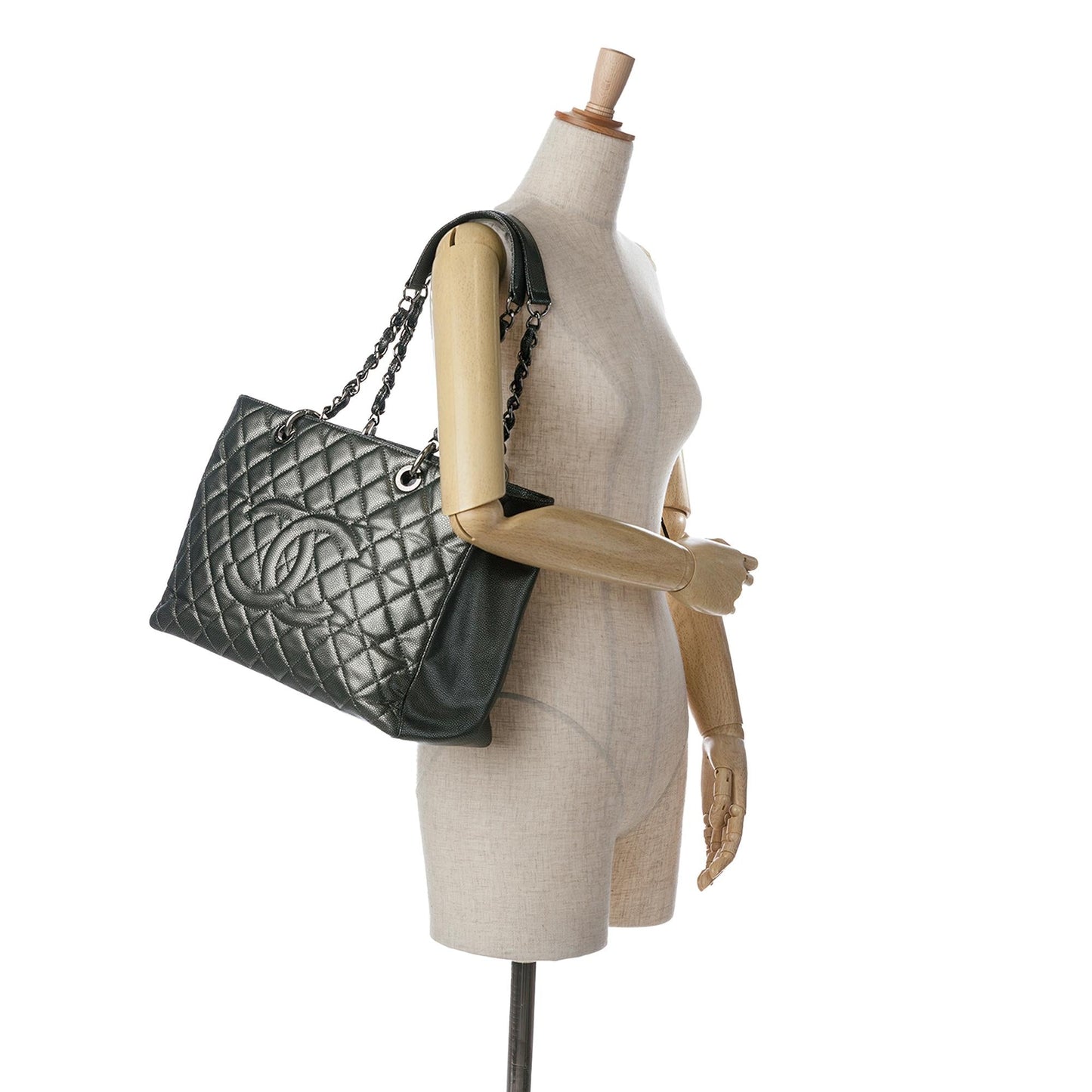 Chanel Metallic Caviar Grand Shopping Tote