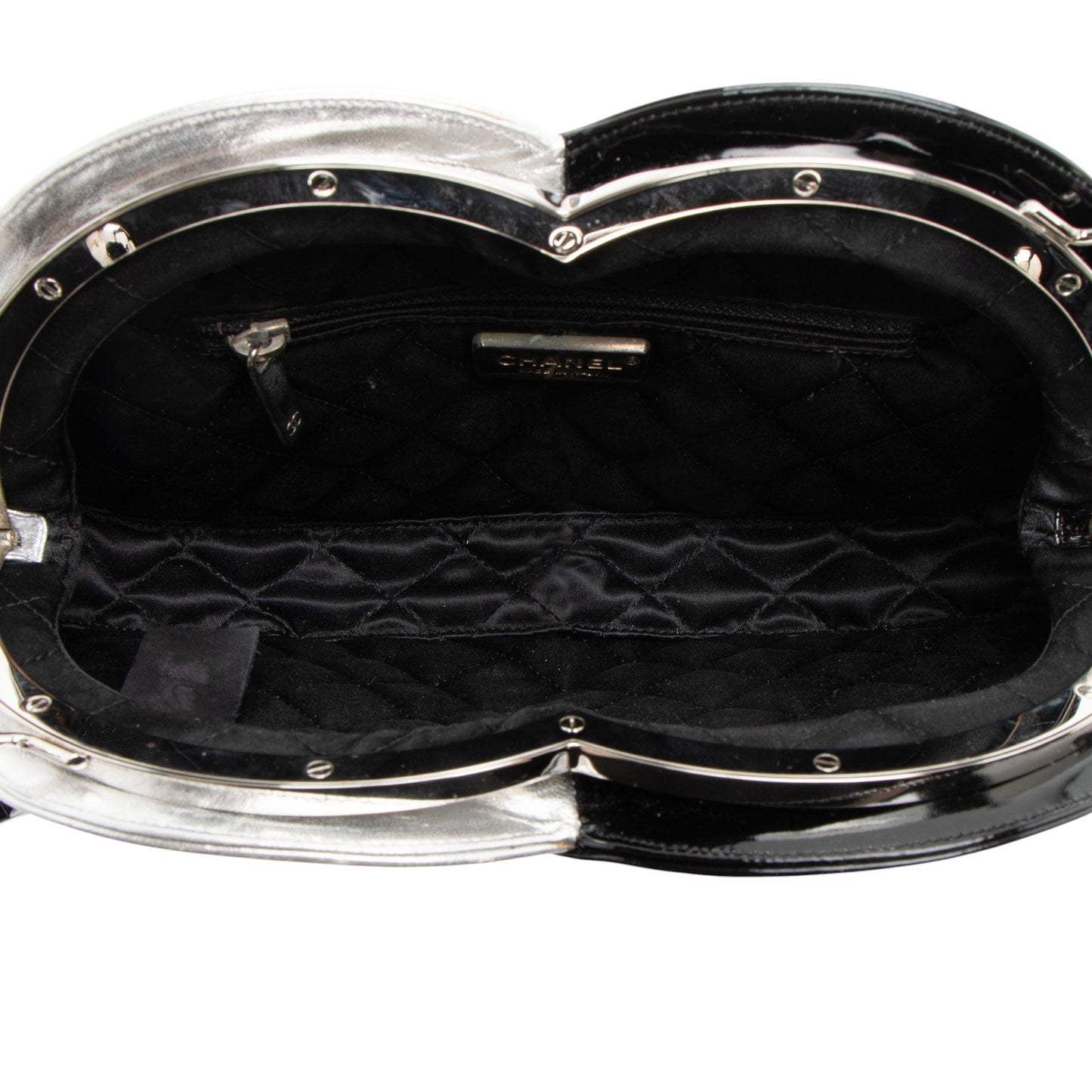 Chanel Metallic Lambskin Patent Leather Double Circle Clutch