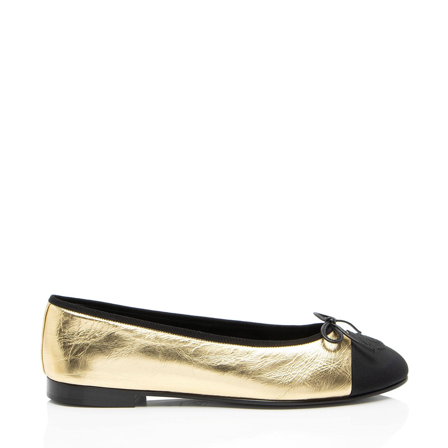 Chanel Metallic Leather CC Cap Toe Ballet Flats - Size 10.5 / 40.5