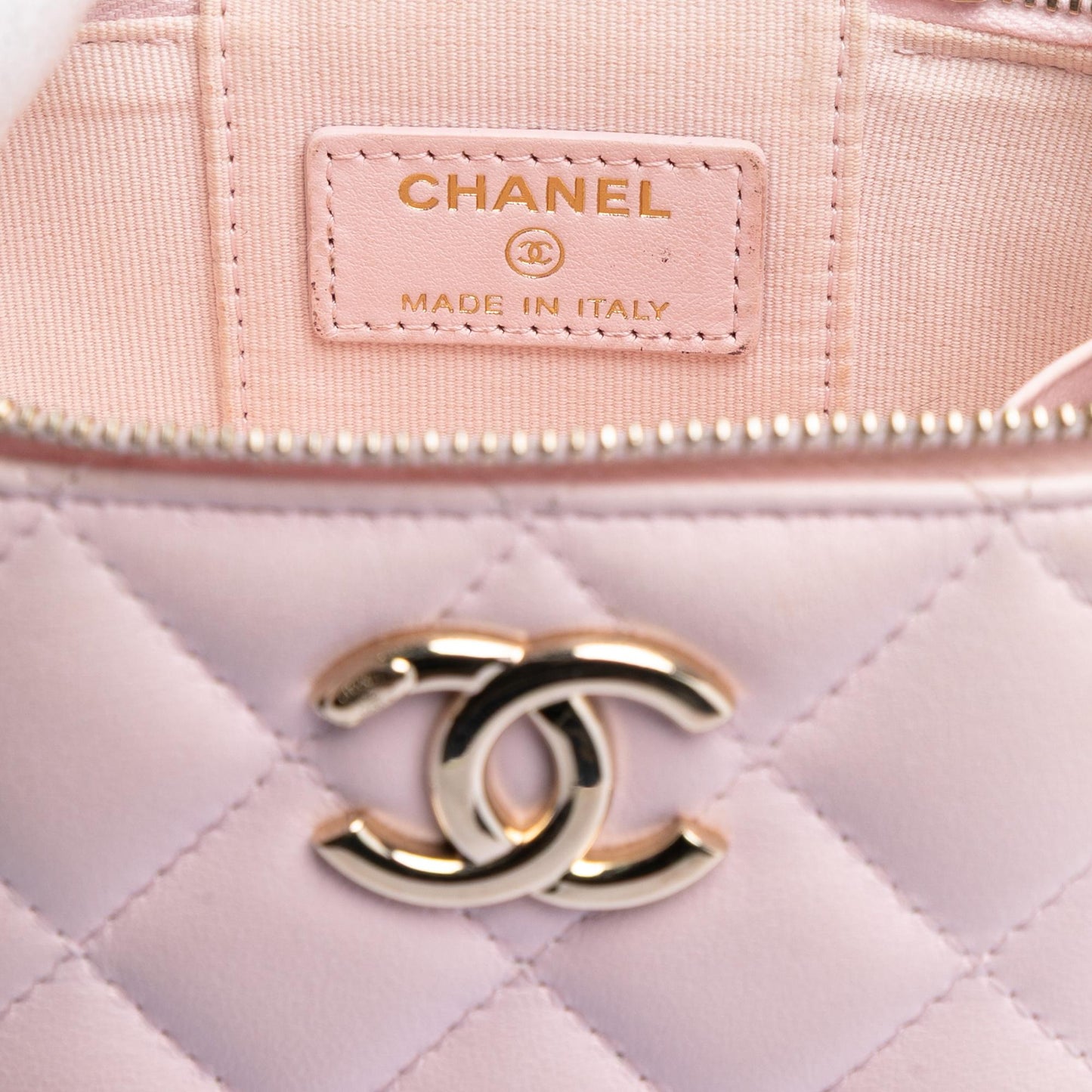Chanel Mini CC Quilted Lambskin Enamel Coco Vanity Case With Chain