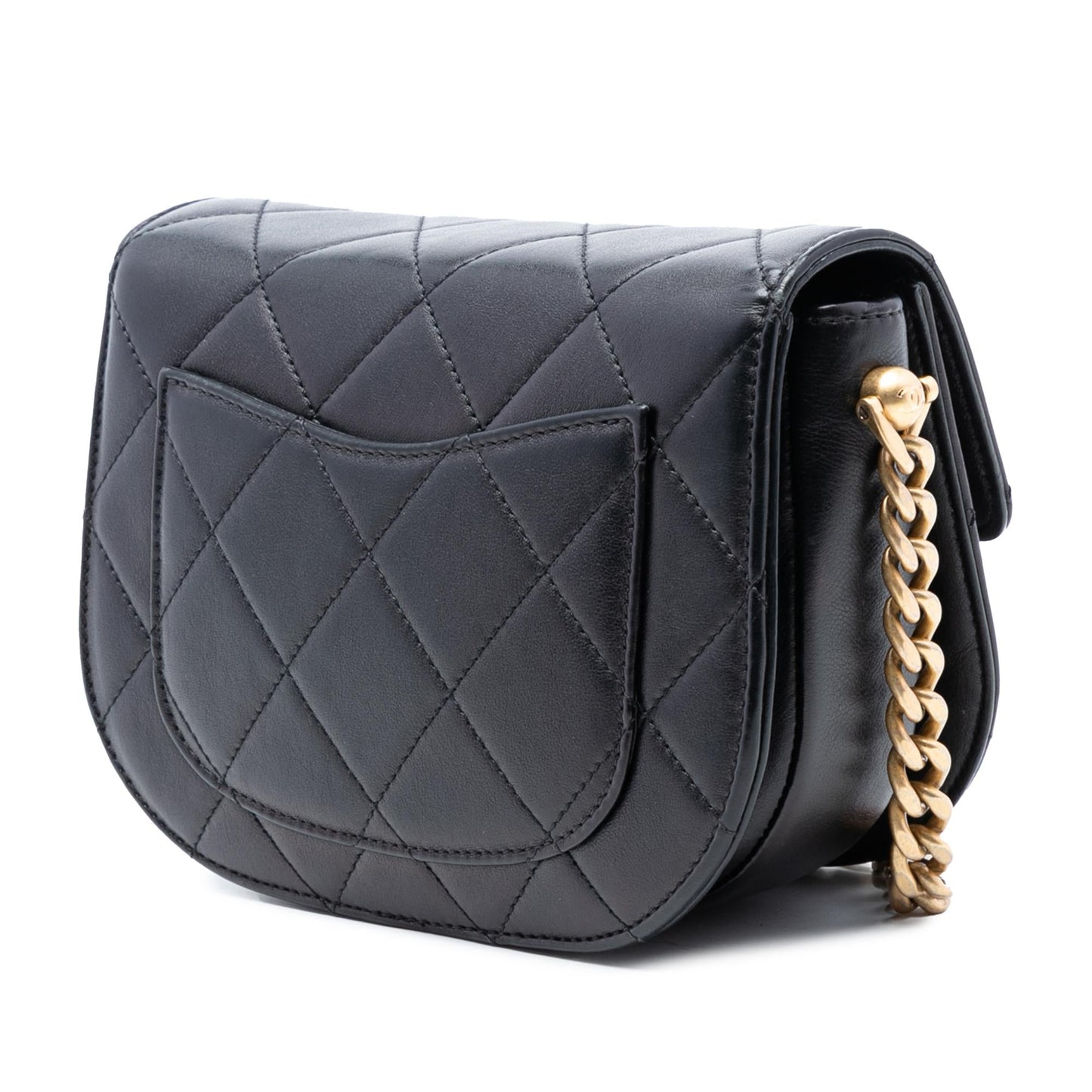 Chanel Mini CC Quilted Shiny Calfskin Round Moon Messenger Flap