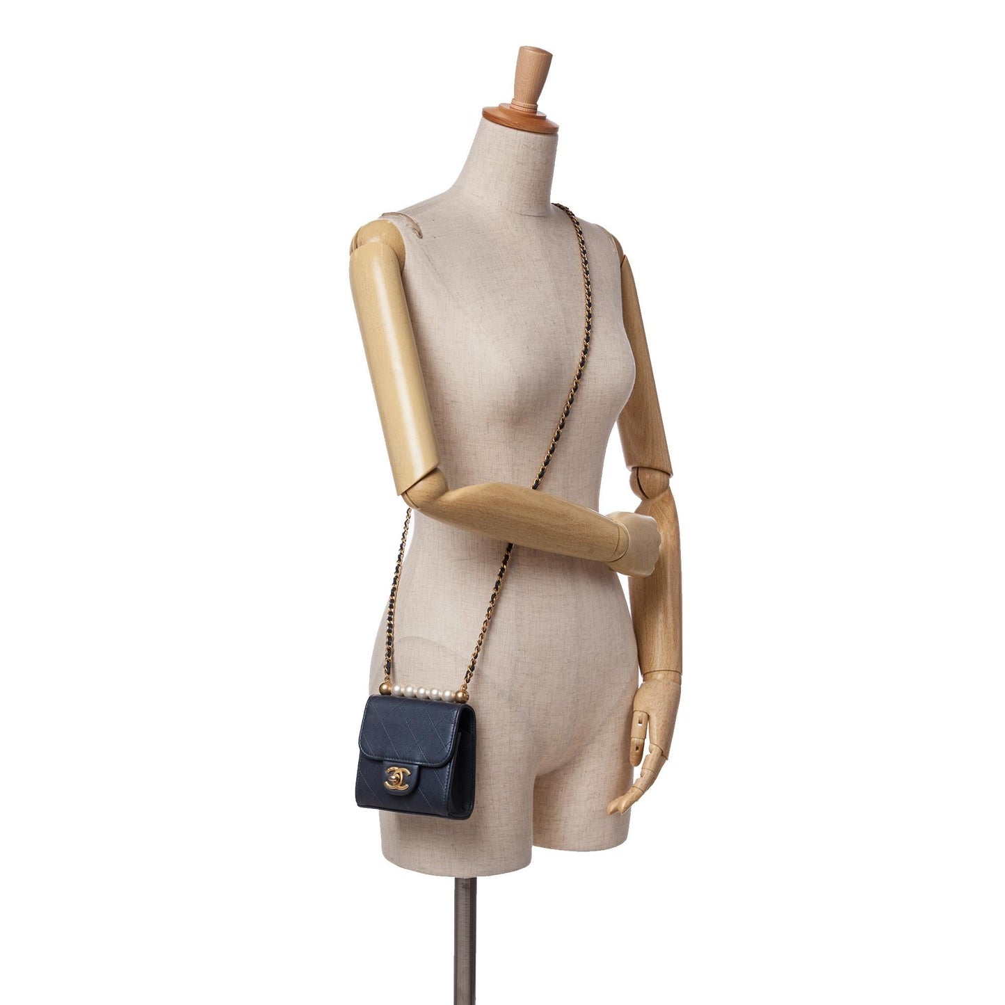 Chanel Mini Goatskin Chic Pearls Clutch On Chain