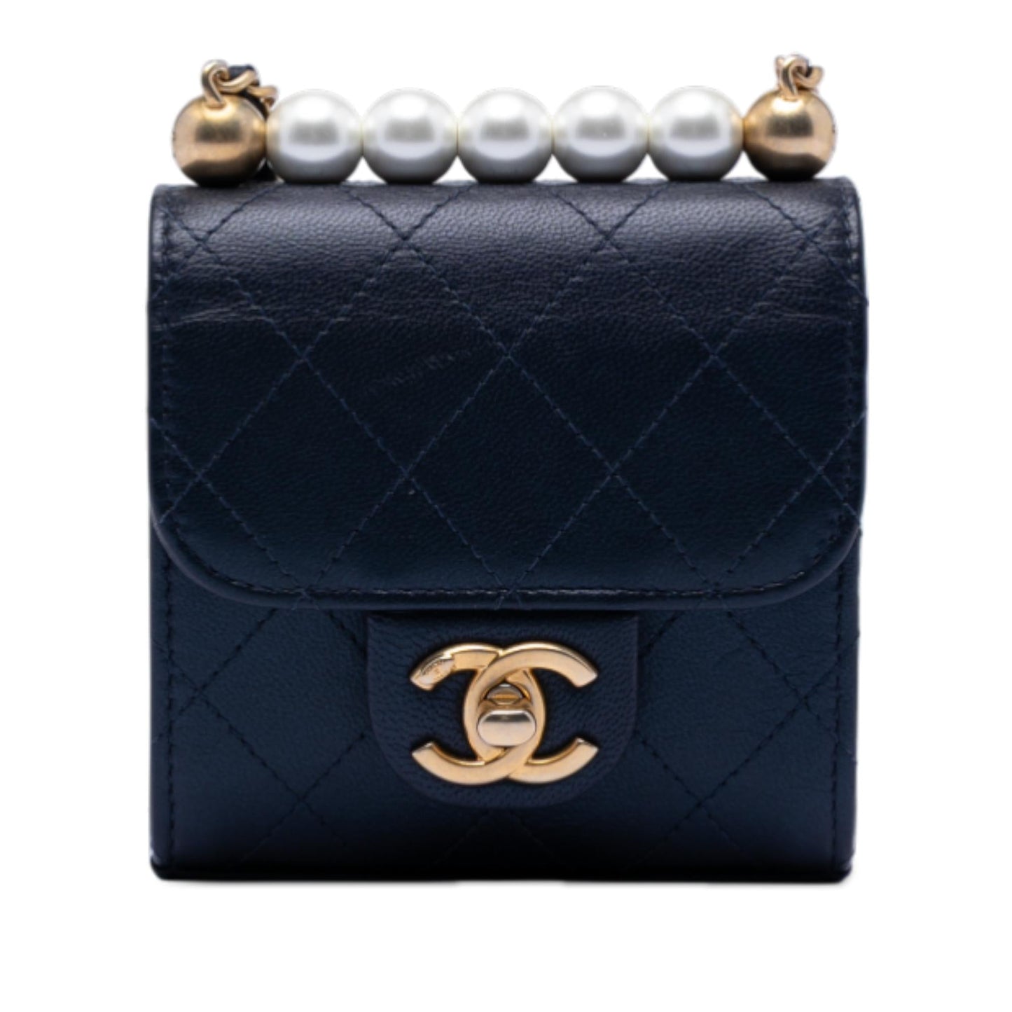 Chanel Mini Goatskin Chic Pearls Clutch On Chain