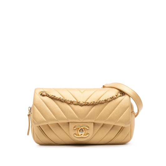 Chanel Mini Quilted Chevron Lambskin Camera Case Flap