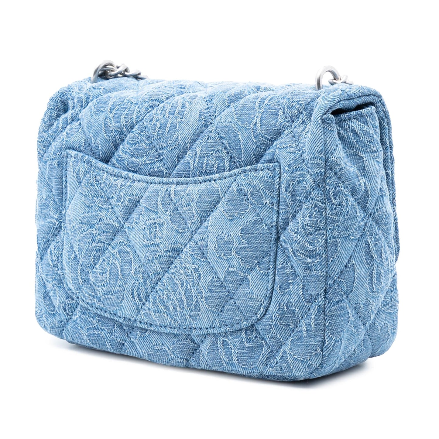 Chanel Mini Quilted Denim Camellia Sweetheart Flap