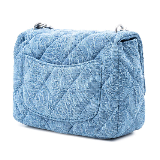 Chanel Mini Quilted Denim Camellia Sweetheart Flap