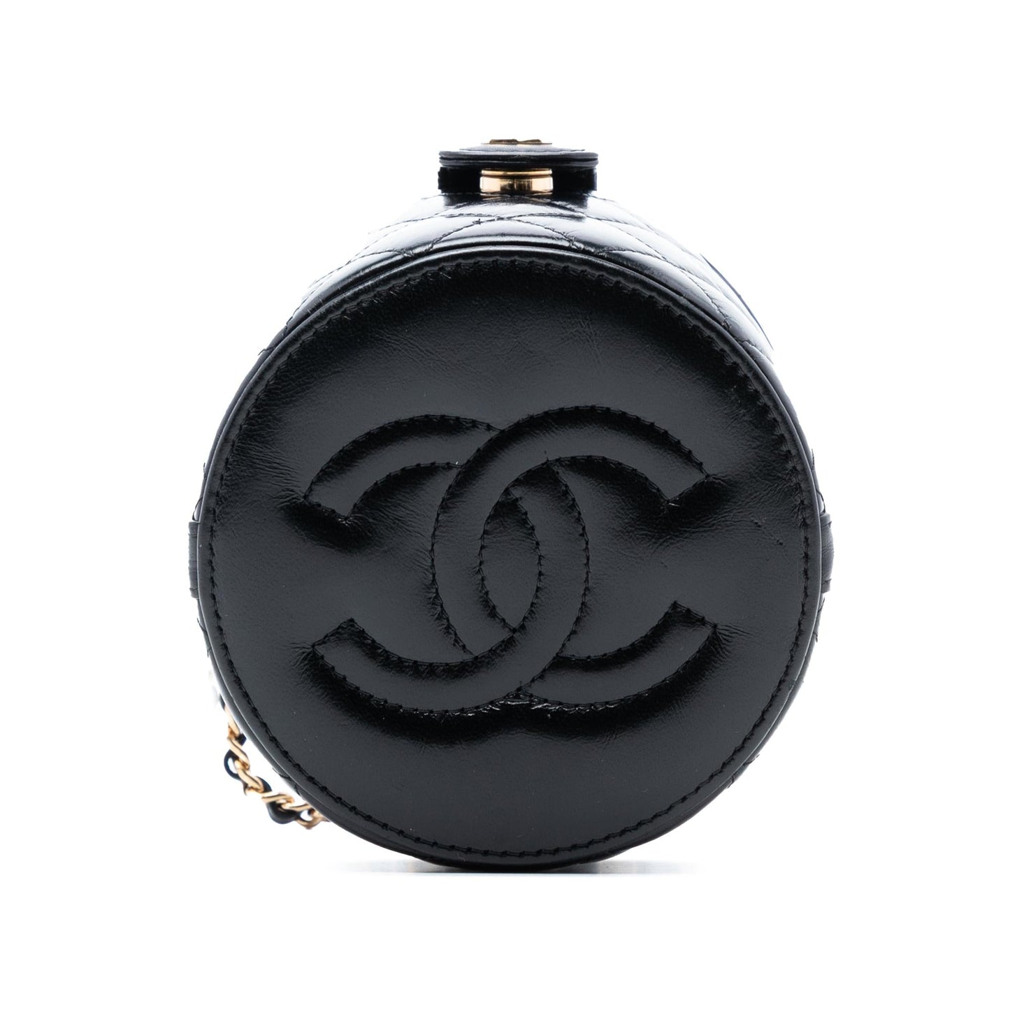 Chanel Mini Quilted Shiny Lambskin Double Sided Vanity Case with Chain