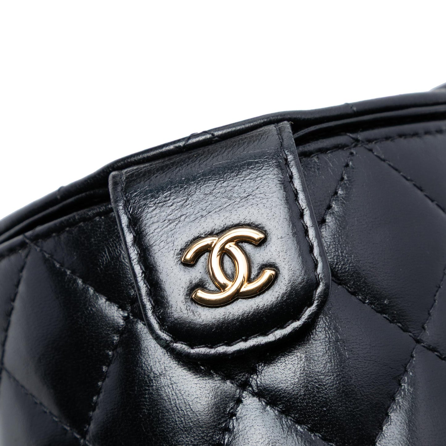 Chanel Mini Quilted Shiny Lambskin Double Sided Vanity Case with Chain