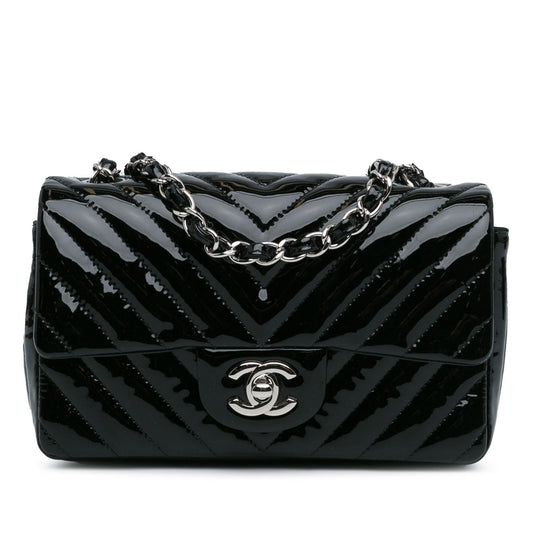 Luxury Chanel Mini Rectangular Classic Chevron Patent Single Flap (SHG-3MlT53)