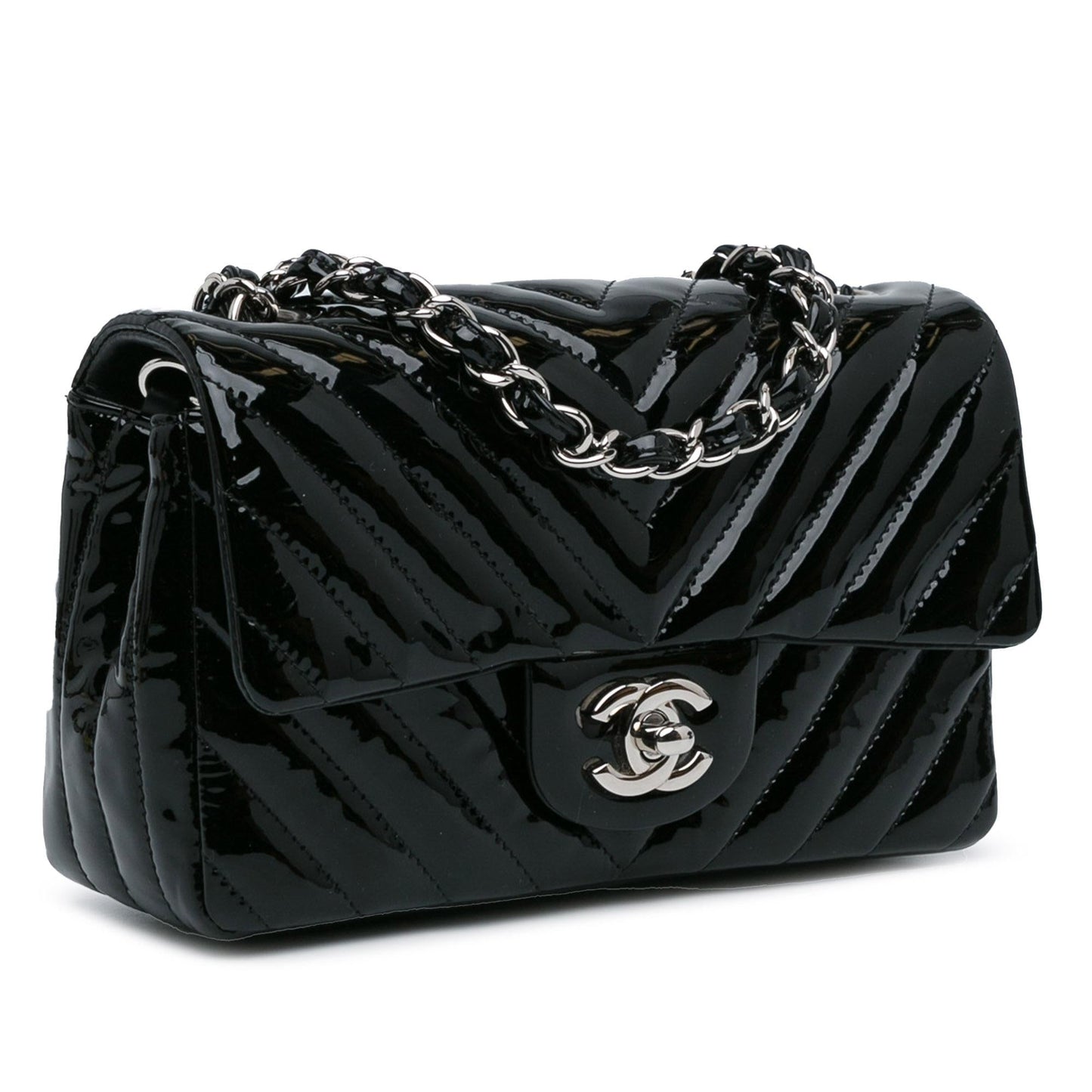 Luxury Chanel Mini Rectangular Classic Chevron Patent Single Flap (SHG-3MlT53)