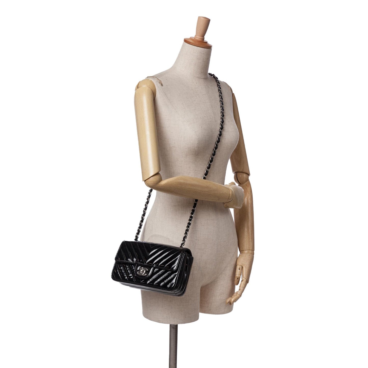 Chanel Mini Rectangular Classic Chevron Patent Single Flap