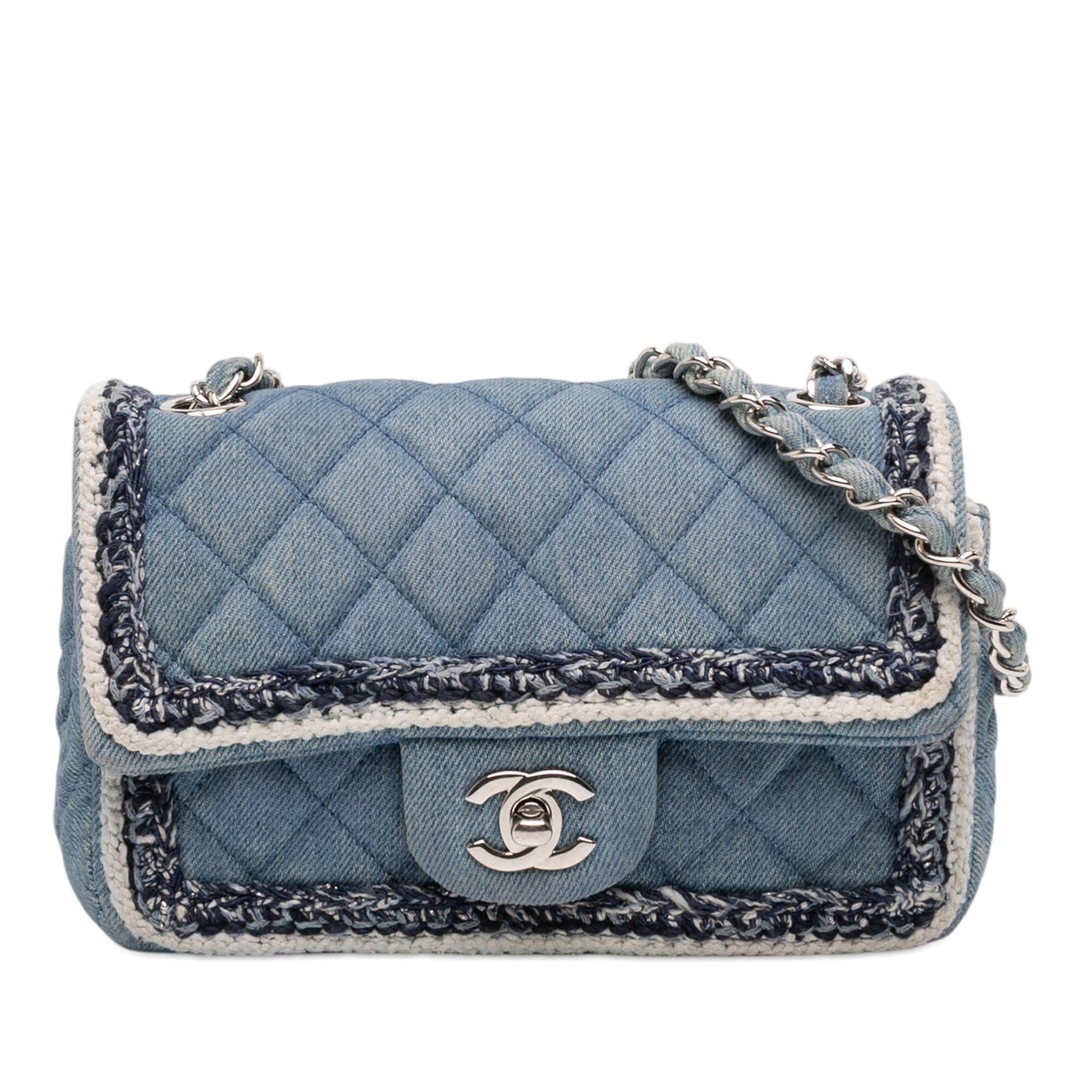 Chanel Mini Rectangular Classic Denim Braided Single Flap