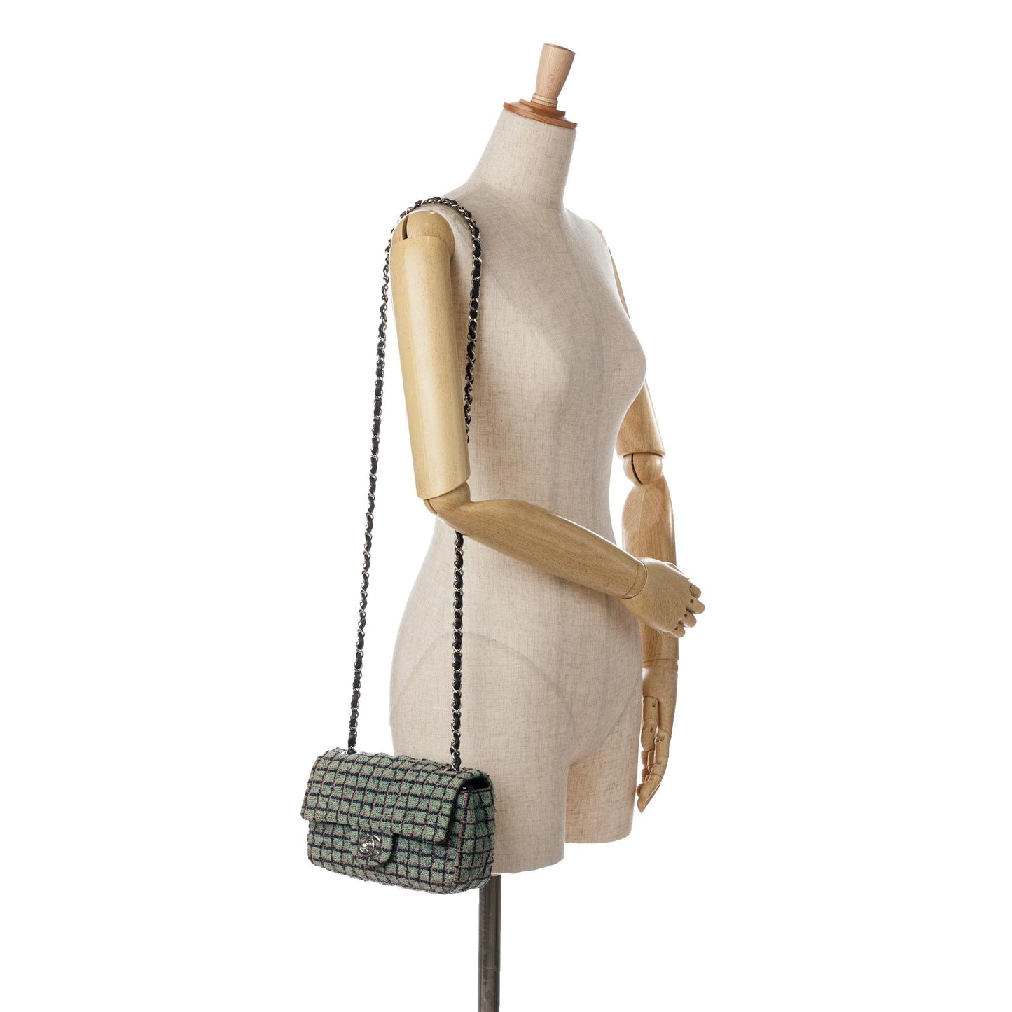 Chanel Mini Rectangular Classic Tweed Flap (SHG-QUYc9A)