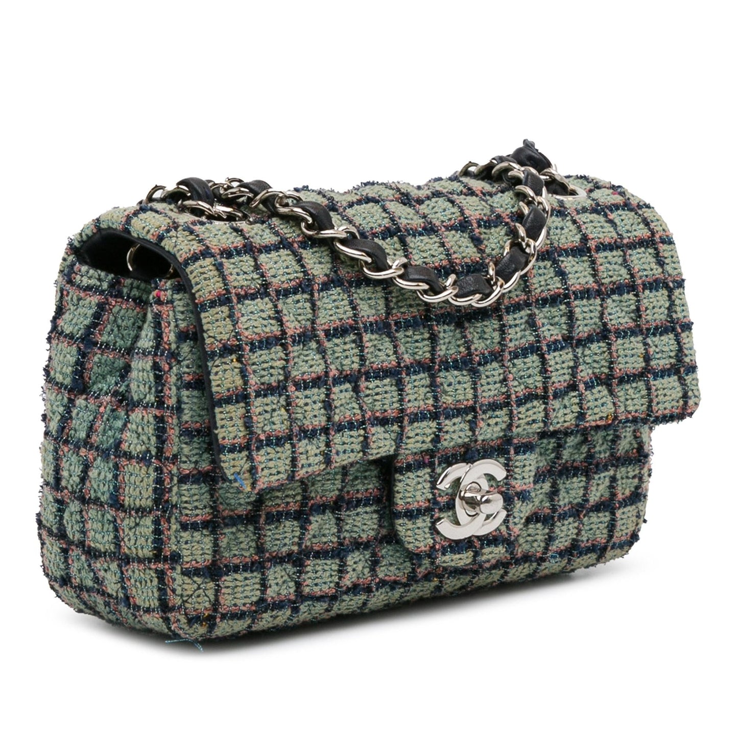Chanel Mini Rectangular Classic Tweed Flap (SHG-QUYc9A)