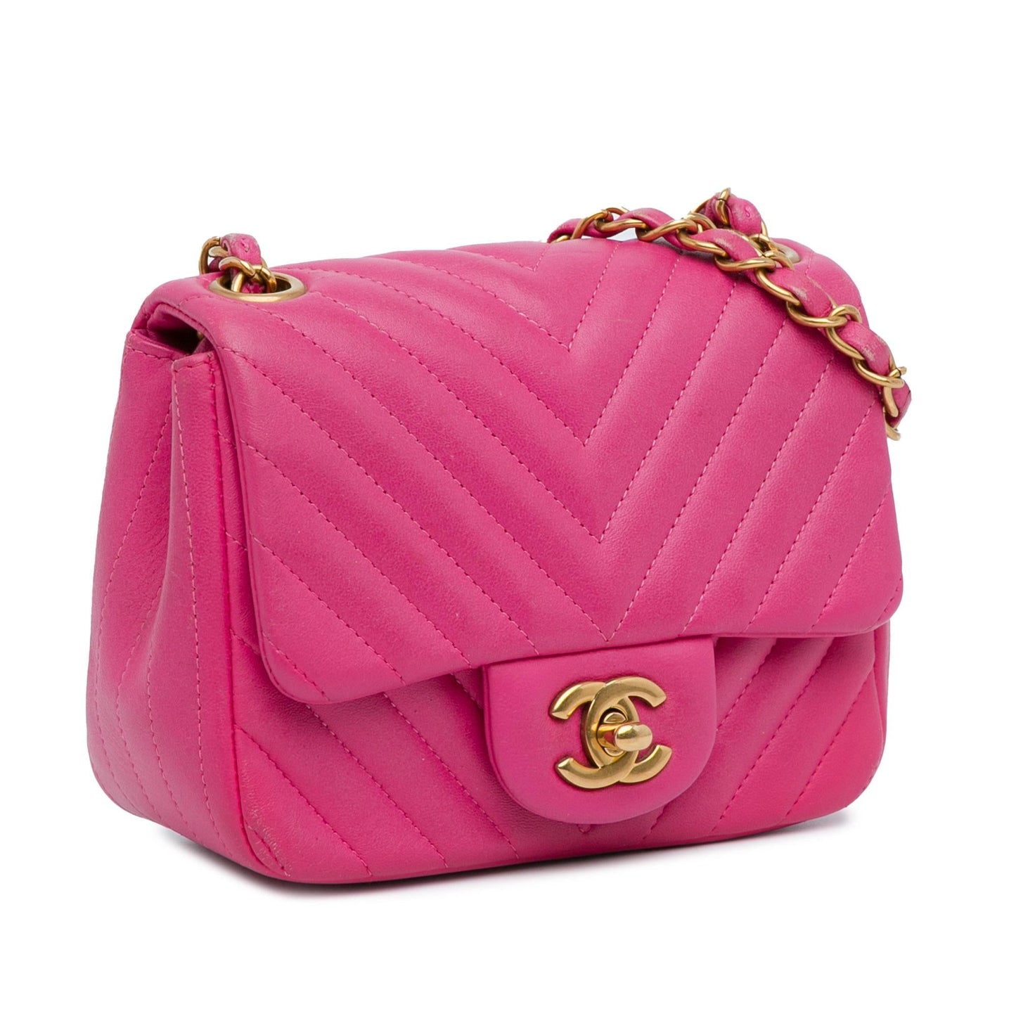 Chanel Mini Square Classic Chevron Lambskin Flap